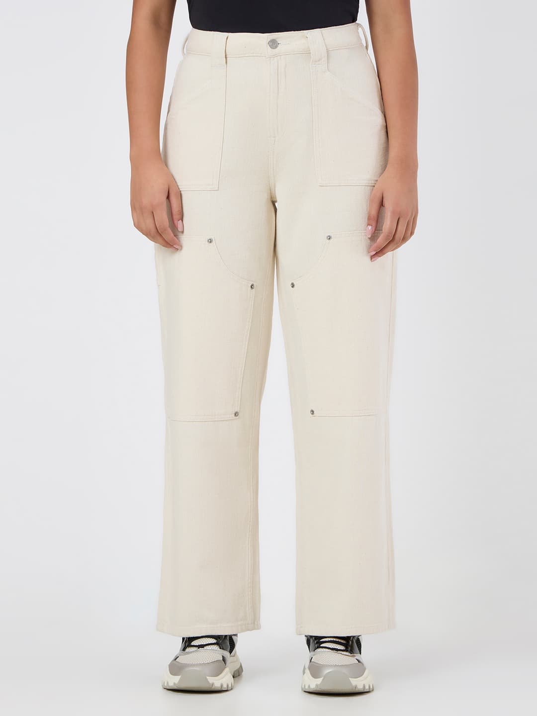 Women's Beige Casual Regular Length Cargos