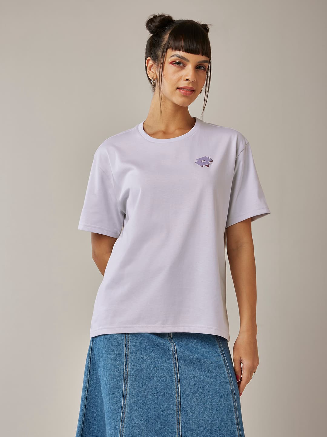 Women's Purple Casual Regular Fit Half Sleeves Tshirt