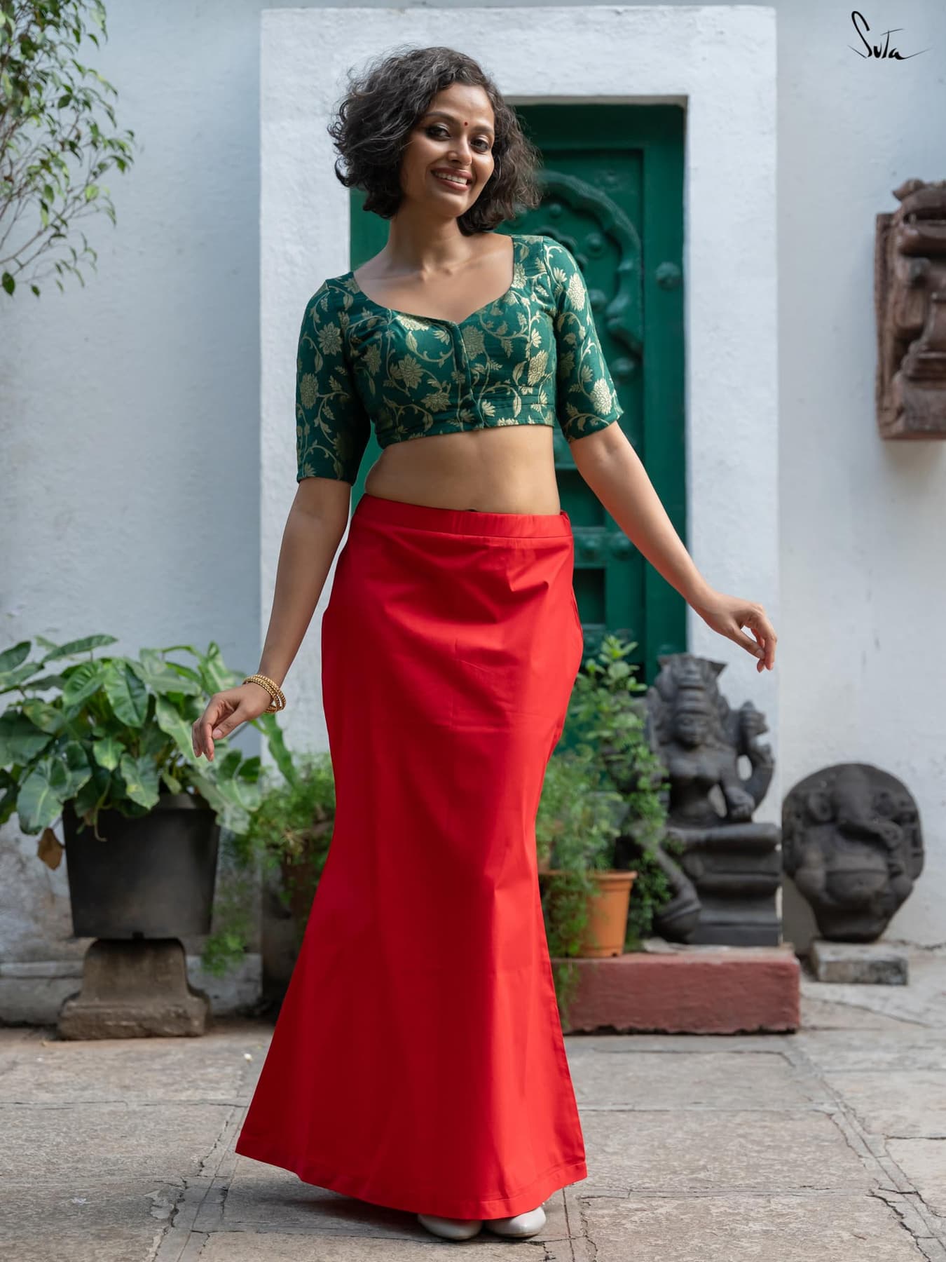 Women's Red Cotton Lycra Underskirt