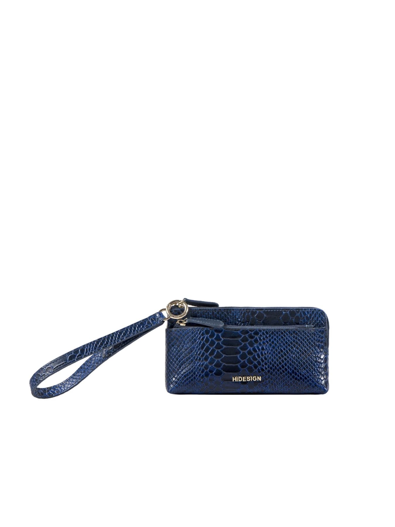 Women's Blue Party Croc / Snake Texture Leather Clutch Wallet