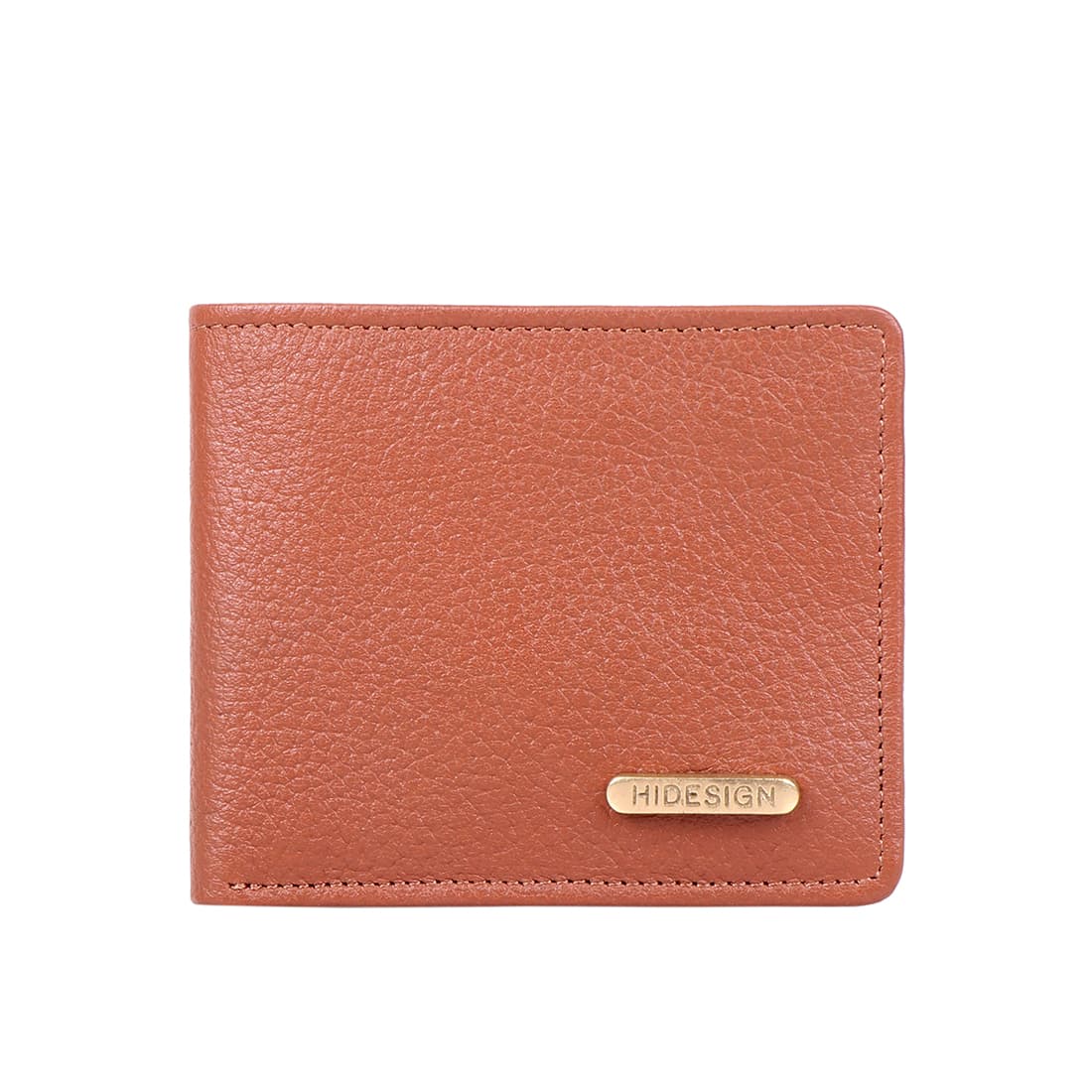 Men's Tan Formal Textured Leather Two Fold Wallet