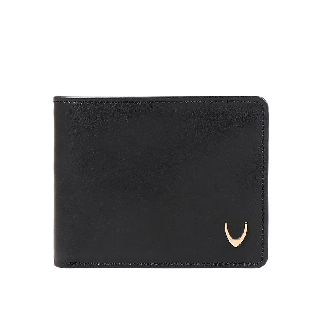 Men's Black Formal Solid Leather Two Fold Wallet