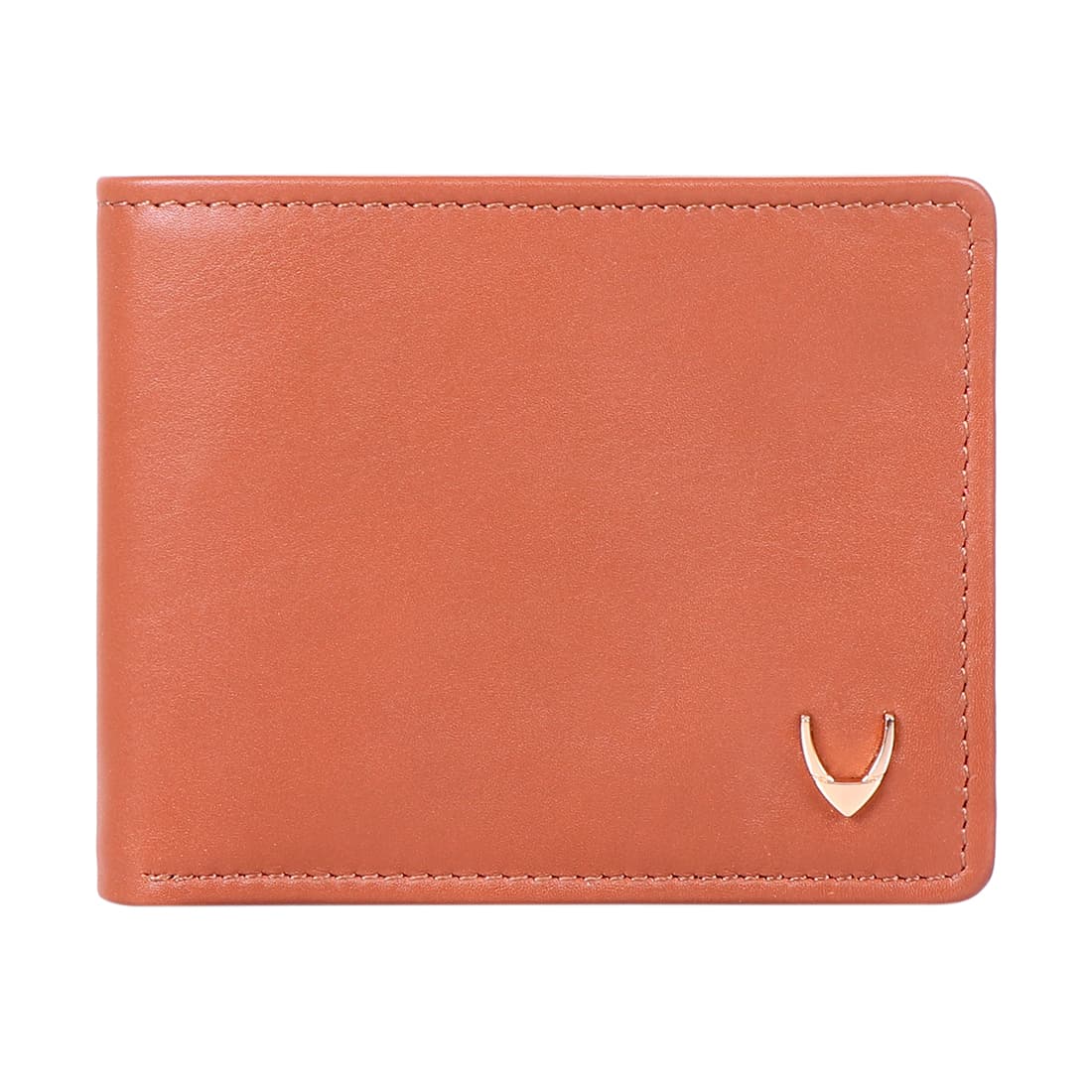 Men's Tan Casual Solid Leather Two Fold Wallet