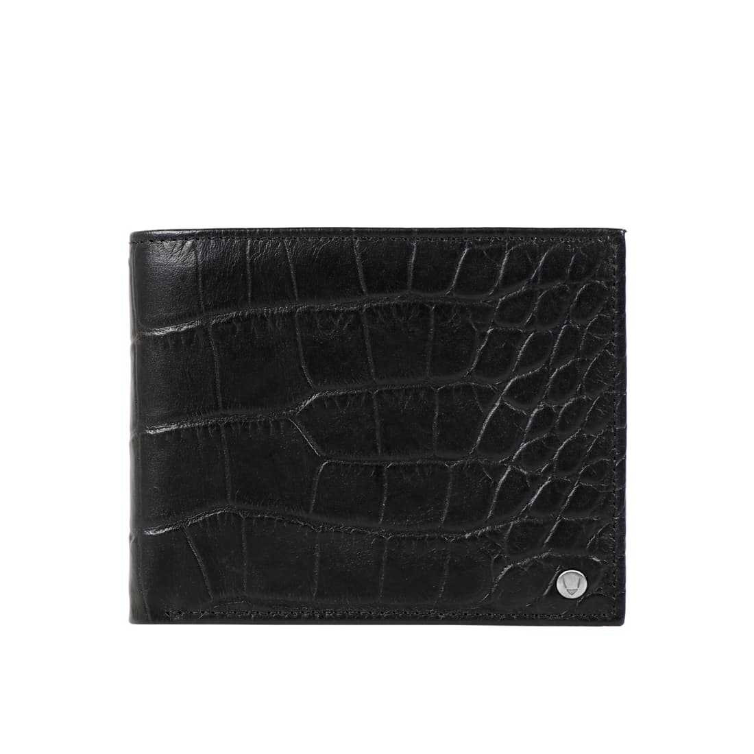 Men's Black Formal Textured Leather Two Fold Wallet