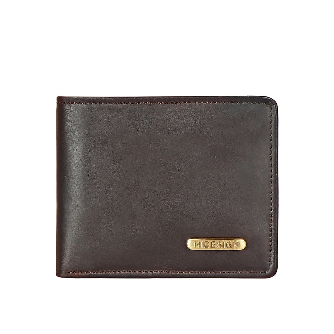 Men's Brown Formal Textured Leather Two Fold Wallet