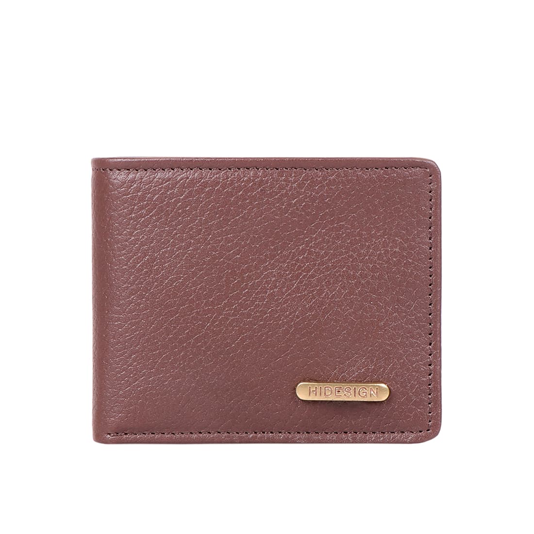 Men's Brown Formal Textured Leather Two Fold Wallet