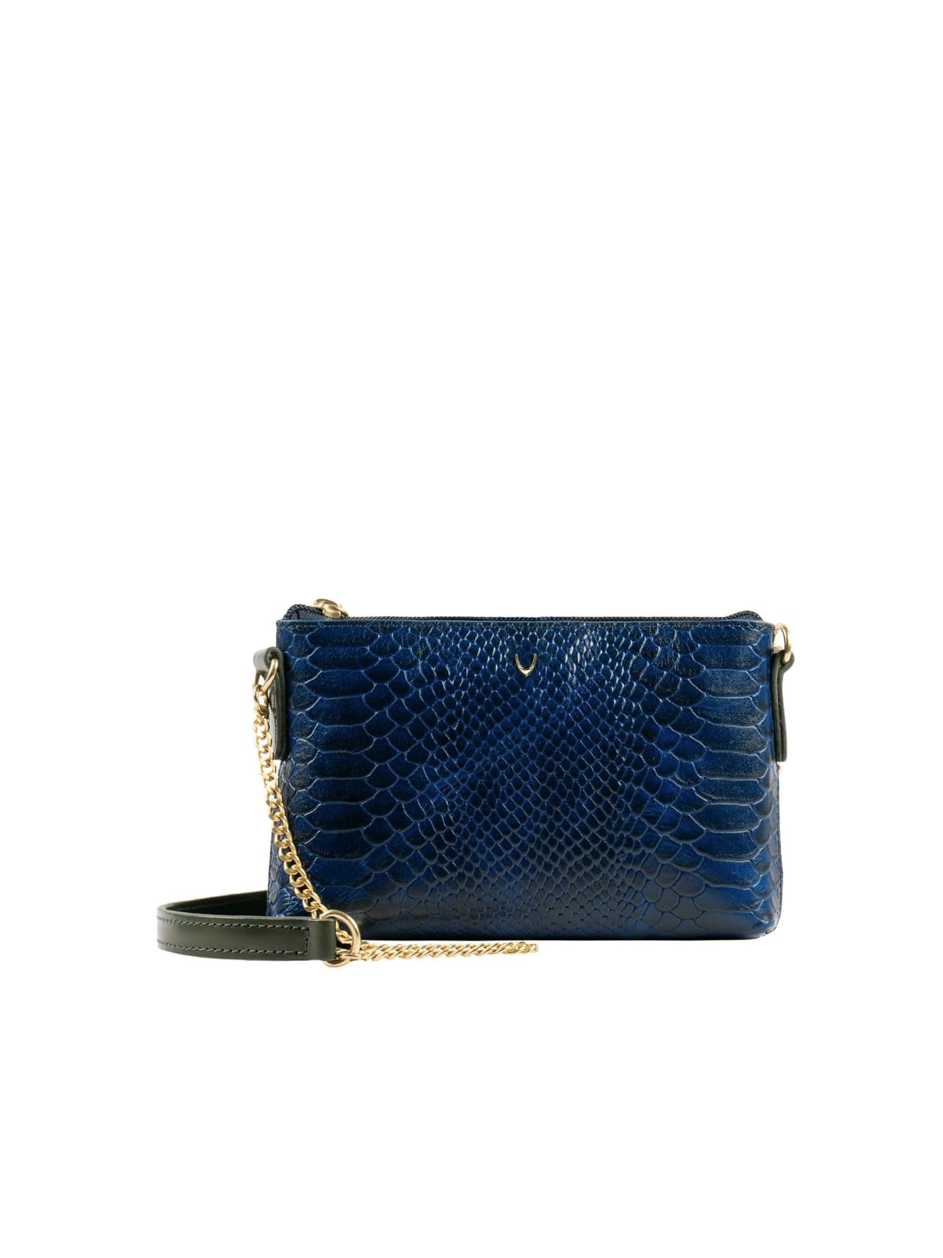 Women's Blue Party Croc / Snake Texture Leather Sling Bag