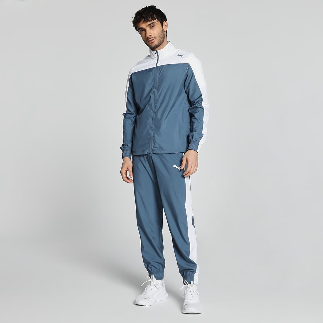 Men's Grey Casual Full Sleeves High Neck Tracksuit