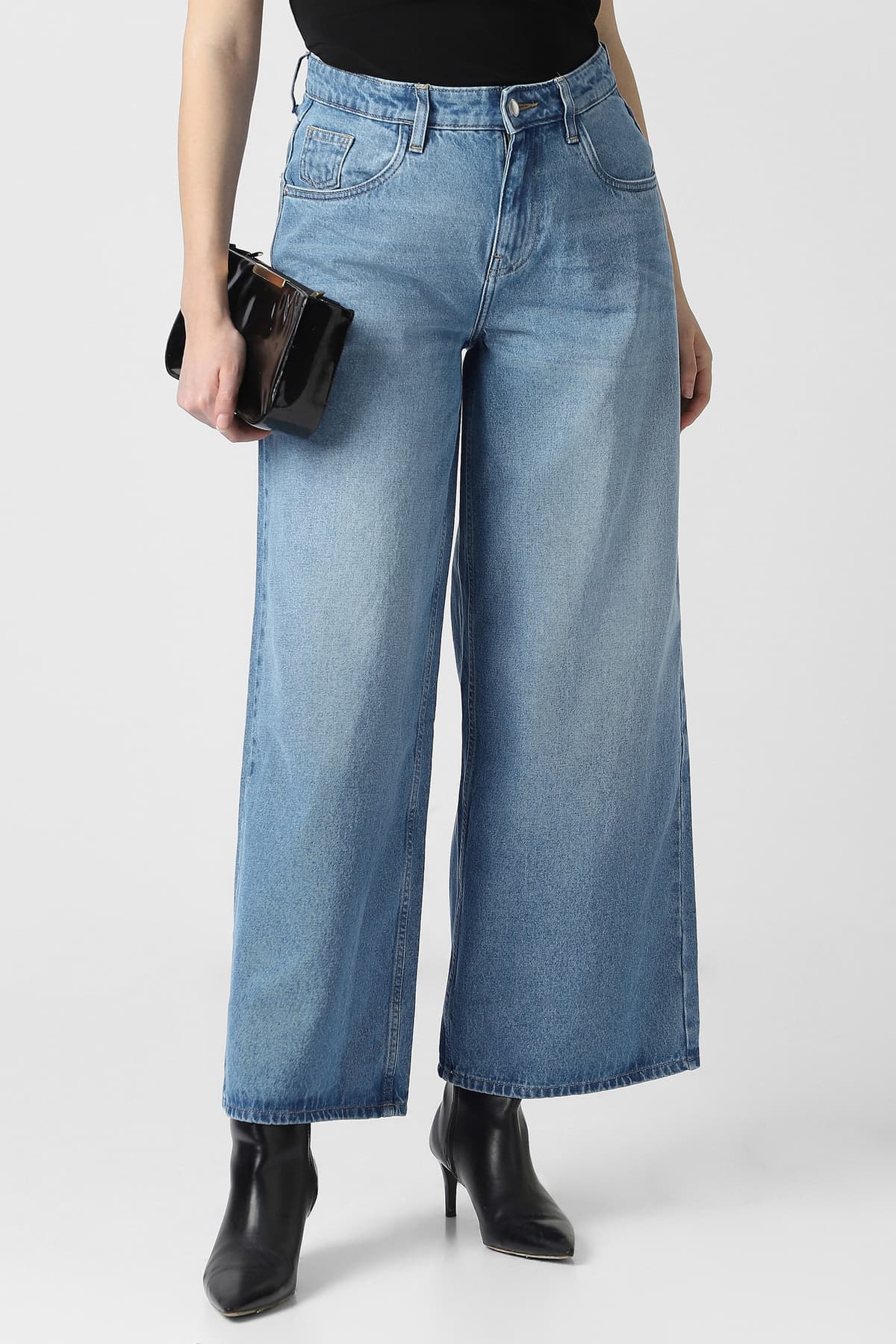 Women's Blue Casual Wide Leg Jeans