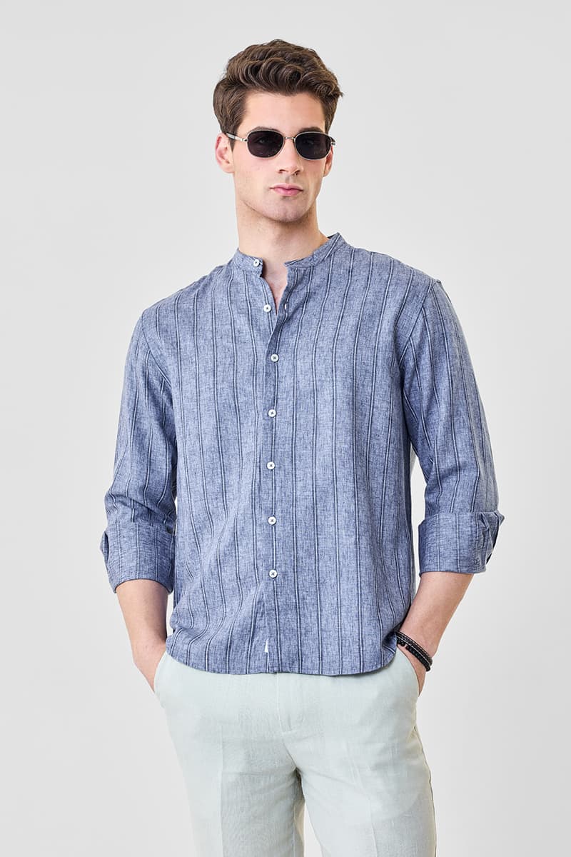 Men's Blue Casual Regular Fit Full Sleeves Shirt
