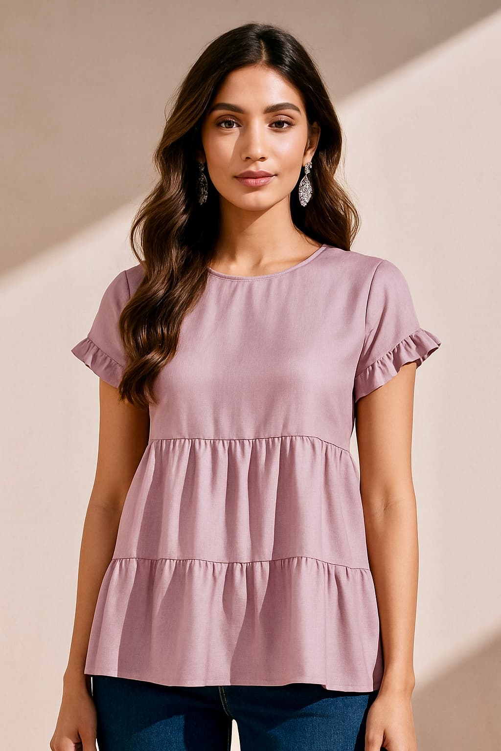 Women's Purple Casual Tiered Top