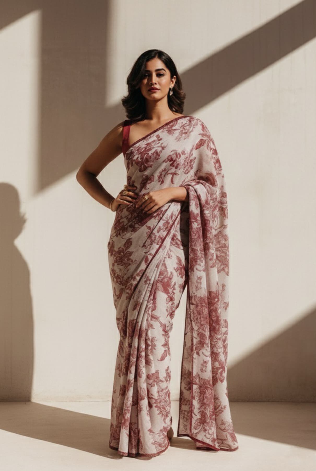 Women's Red Festive Ready to Wear Saree