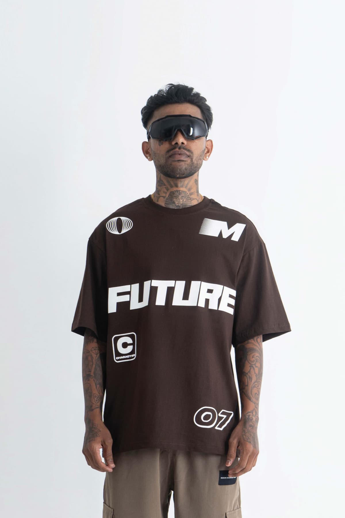 Men's Brown Casual Oversized Fit Half Sleeves Tshirt