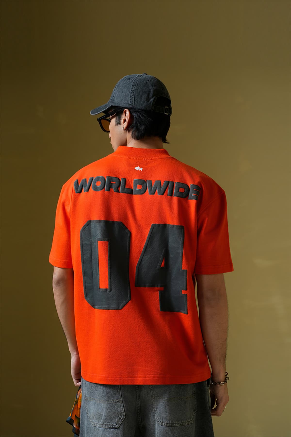 Men's Orange Casual Oversized Fit Half Sleeves Tshirt