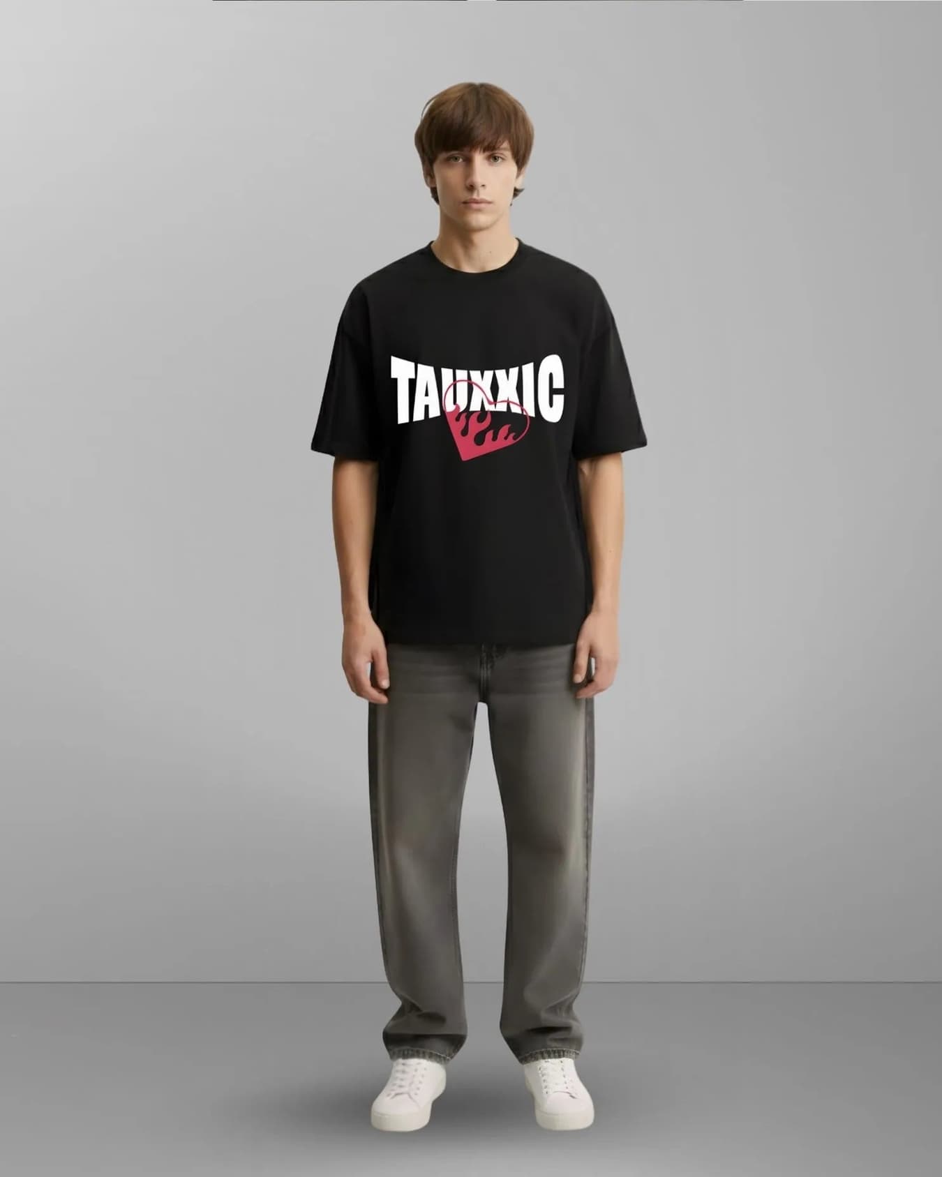 Unisex Black Casual Typography Oversized Fit Tshirt