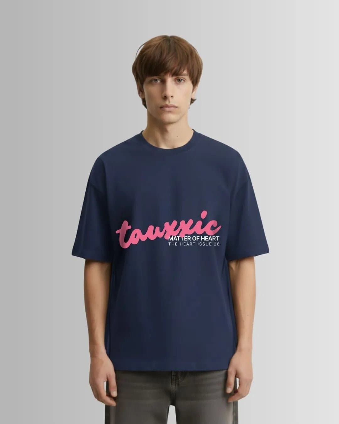 Unisex Blue Casual Typography Oversized Fit Tshirt