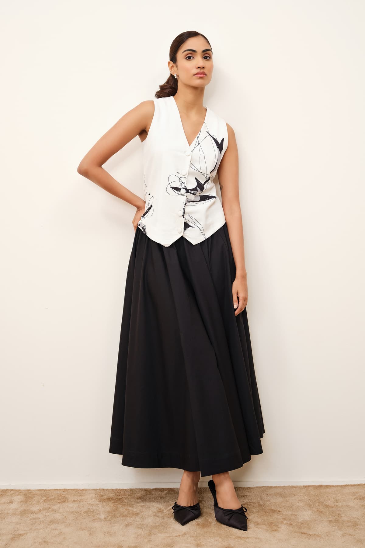 Women's's White Casual Printed Waistcoat