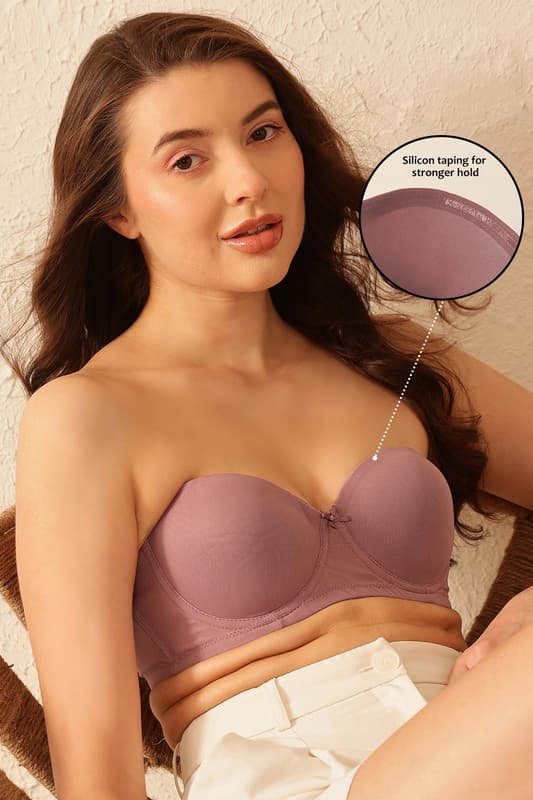 Women's Pink Padded Underwired Full Coverage Strapless Multiway Bra