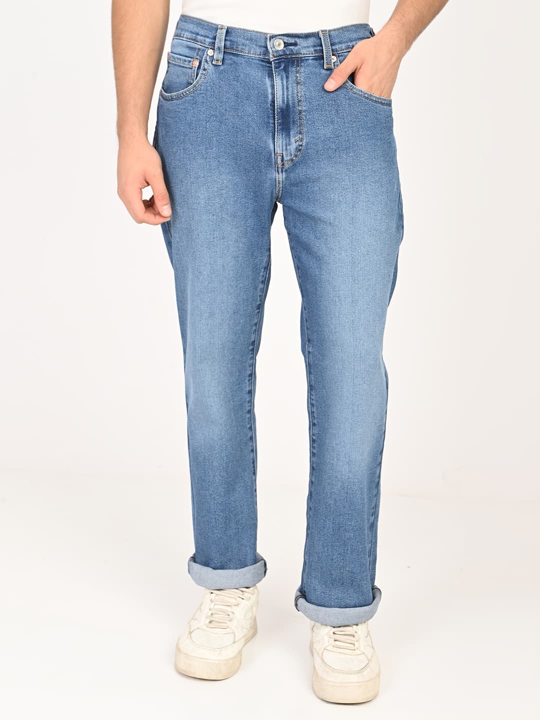 Men's 517 Mid Indigo Blue Bootcut Fit Casual Mid-Rise Jeans