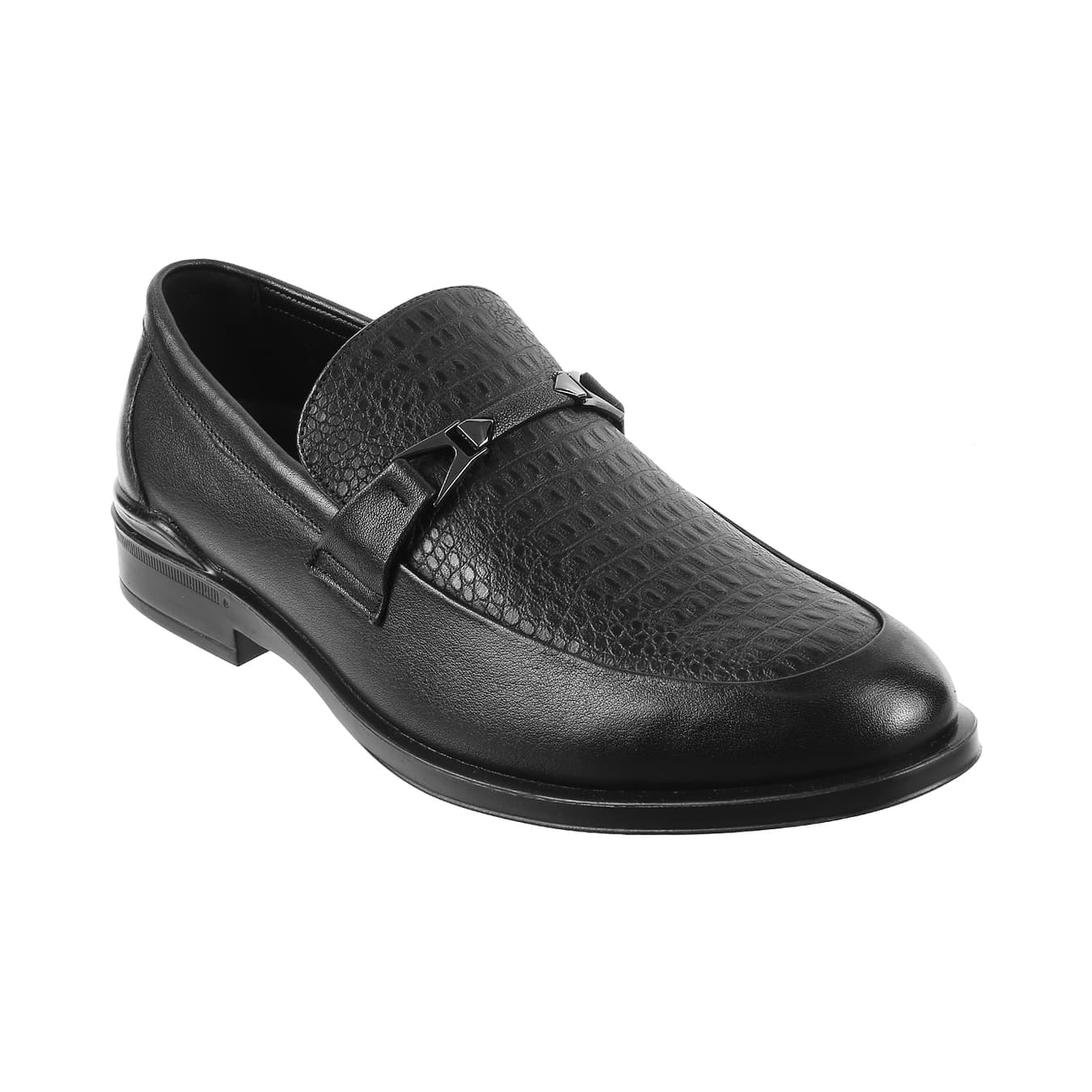 Men's Black Formal Almond Toe Leather Formal Shoes