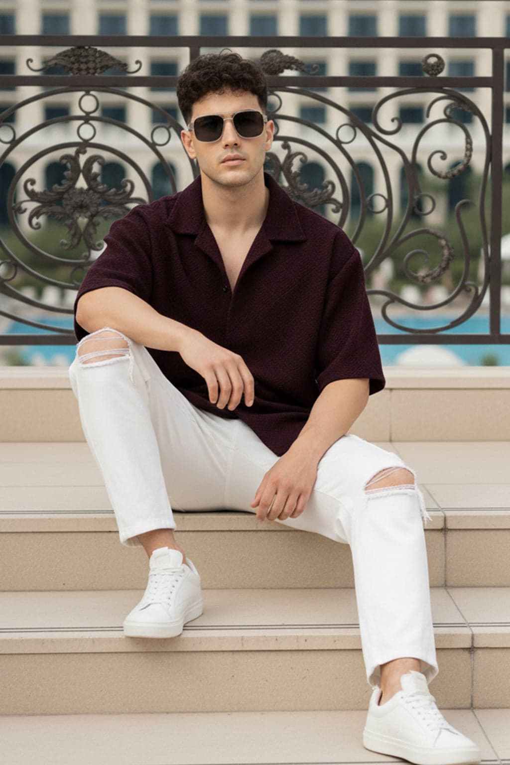 Men's Red Casual Oversized Fit Half Sleeves Solid Shirt