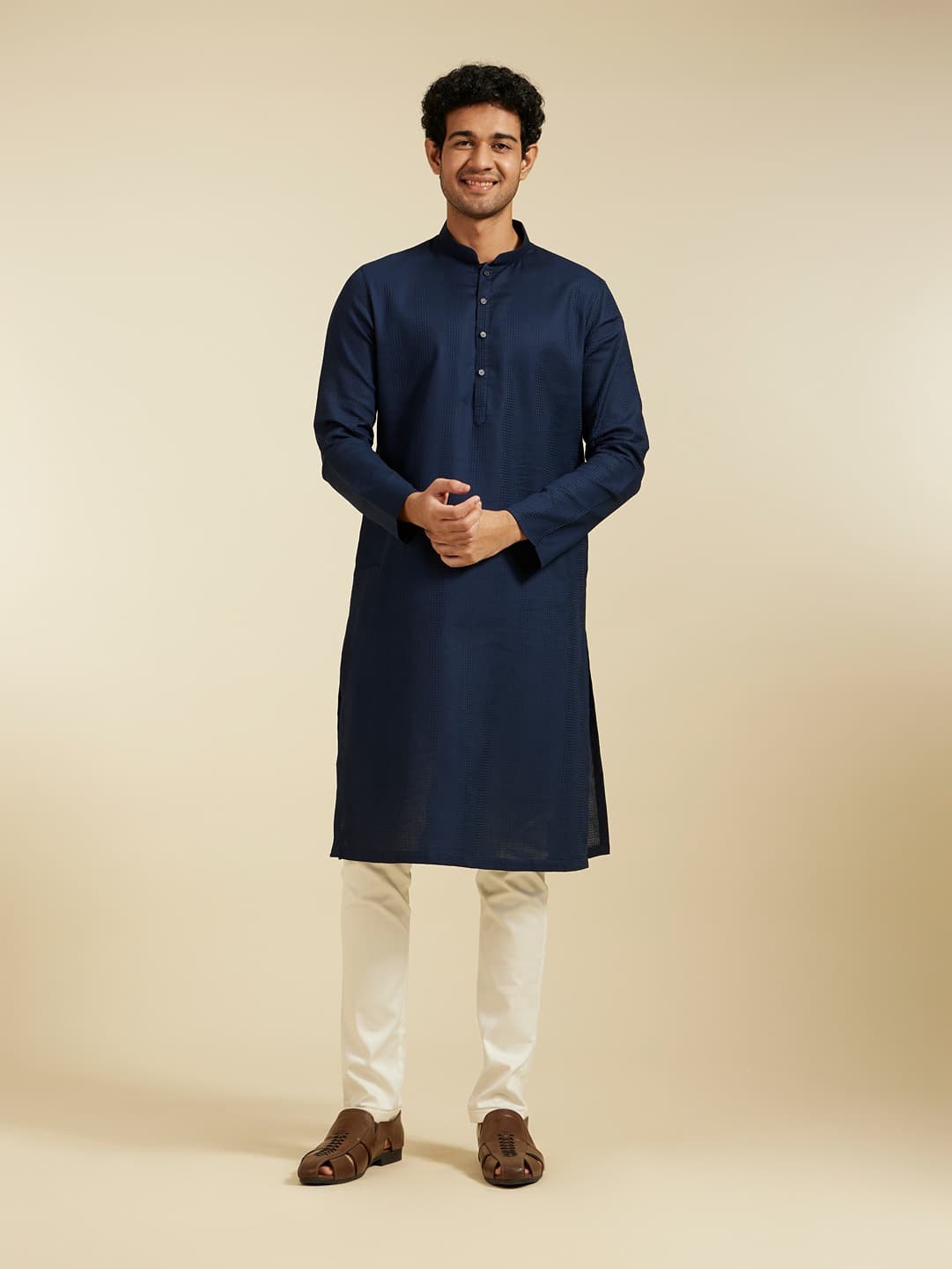 Men's Indigo Blue Plain Classic Kurta
