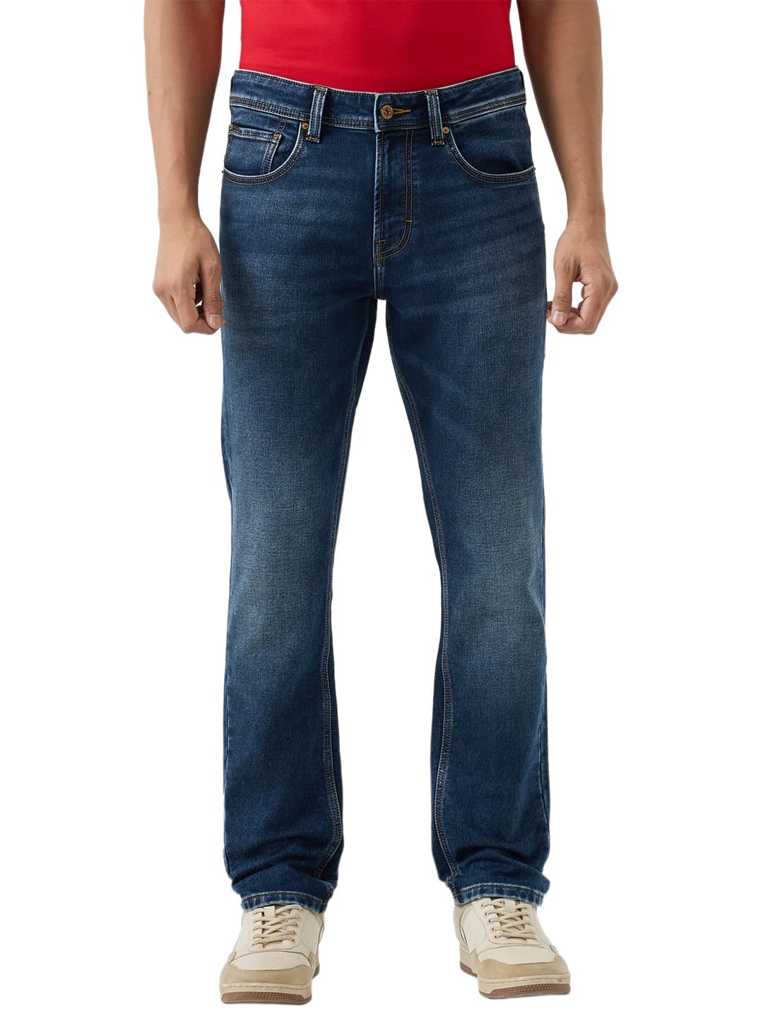 Men's Blue Casual Solid Regular Fit Jeans