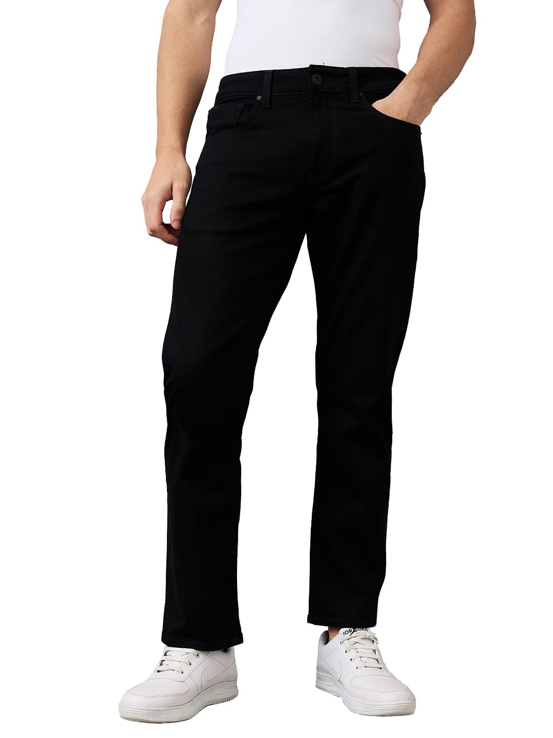 Men's Black Casual Solid Straight Fit Jeans