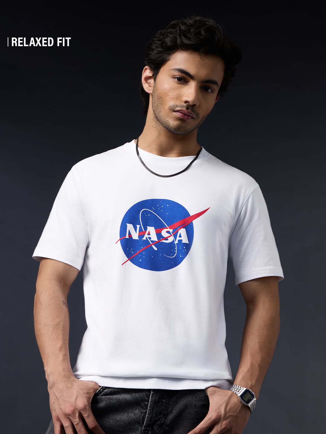 Men's White Casual Graphic Regular Fit Half Sleeves Tshirt