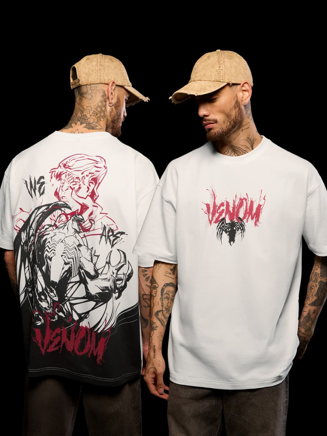 Men's White Casual Graphic Oversized Fit Half Sleeves Tshirt