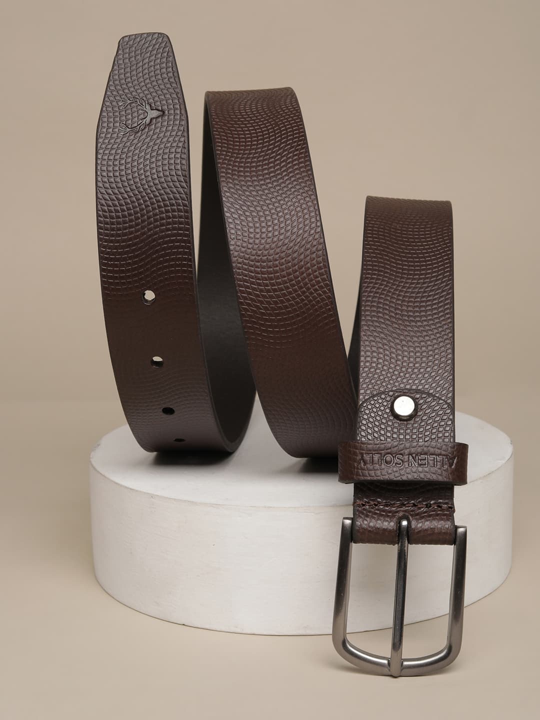 Men's Tan Solid Leather Casual Belt