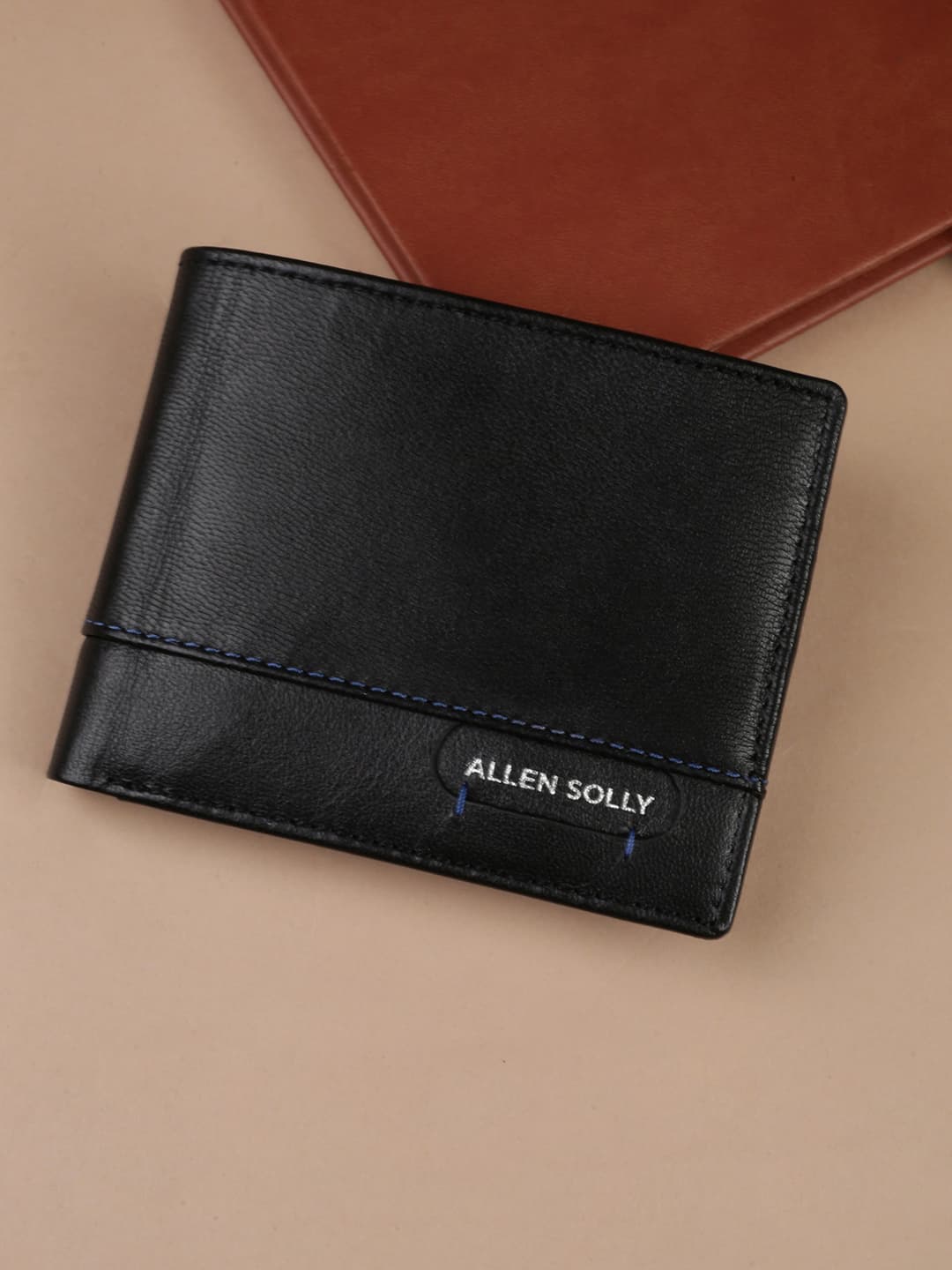 Men's Black Casual Textured Leather Two Fold Wallet