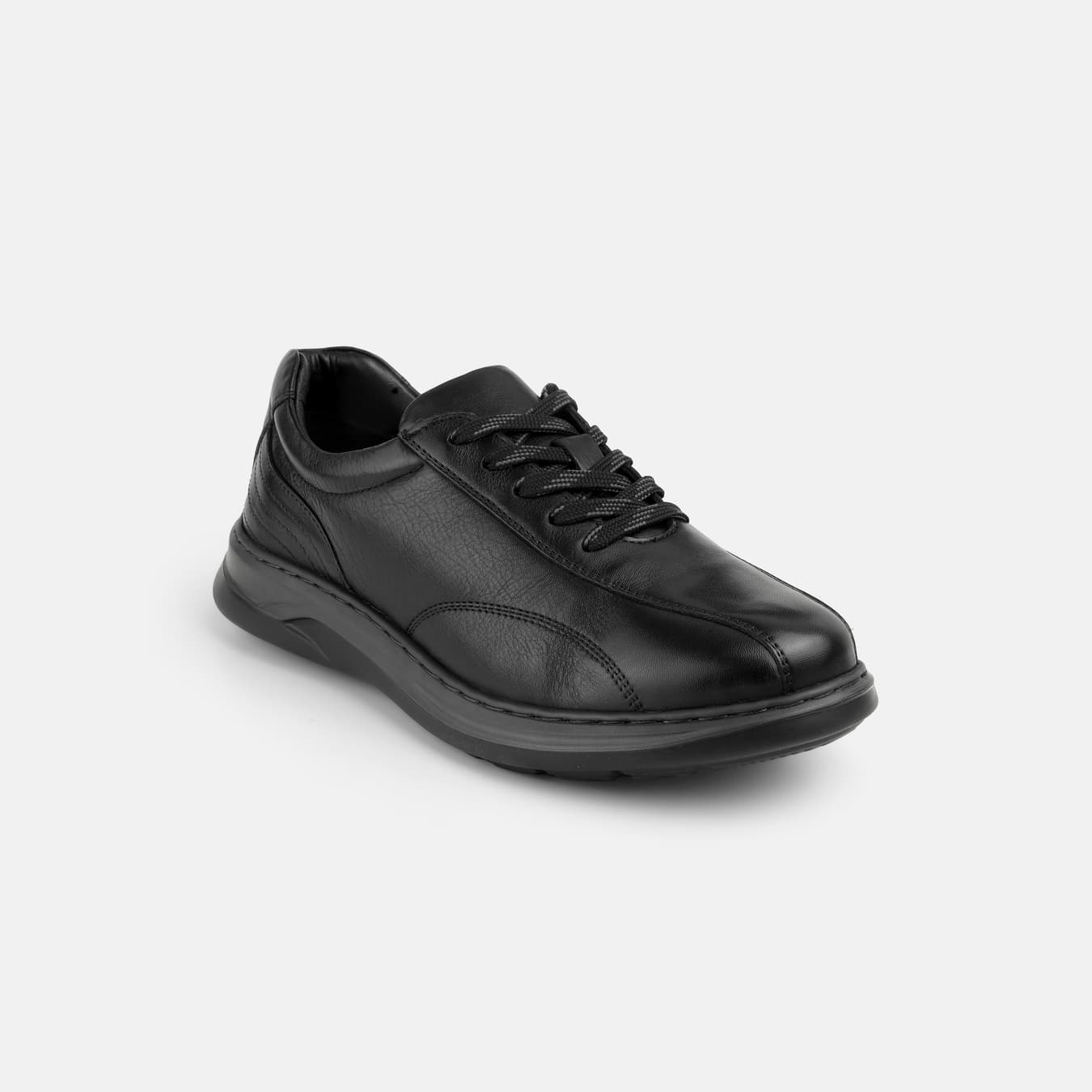 Men's Black Casual Round Toe Leather Casual Shoes
