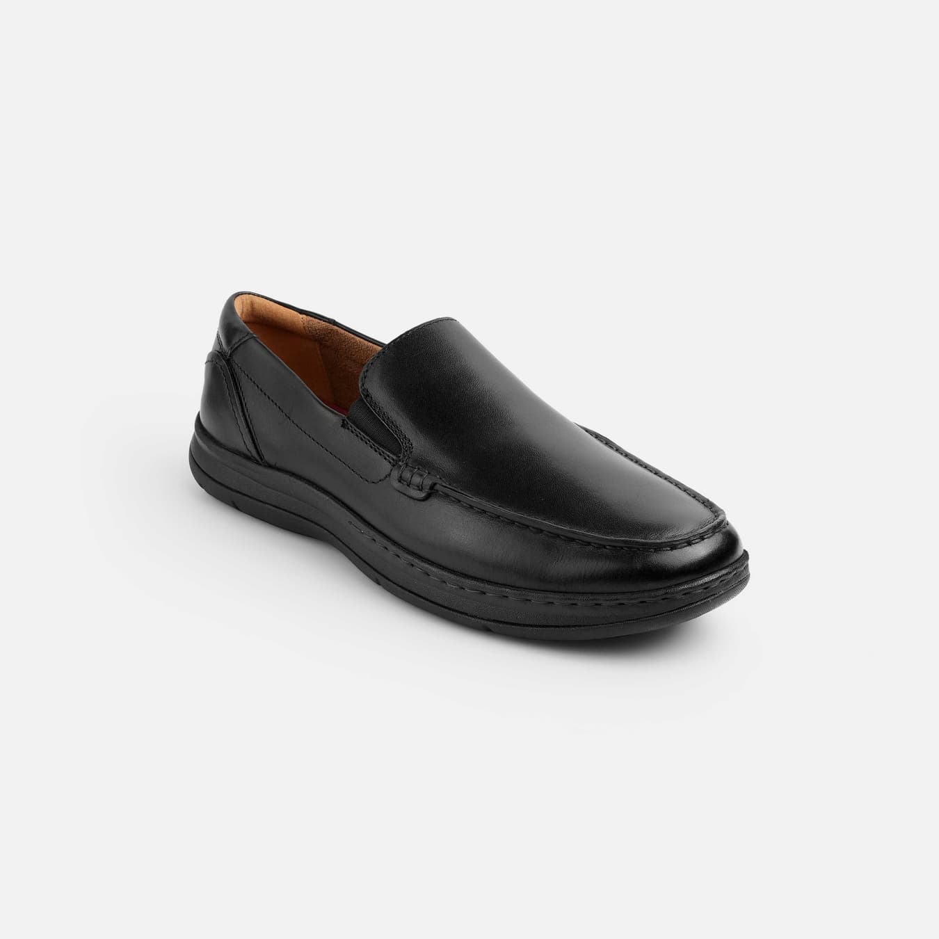 Men's Black Formal Round Toe Leather Casual Shoes