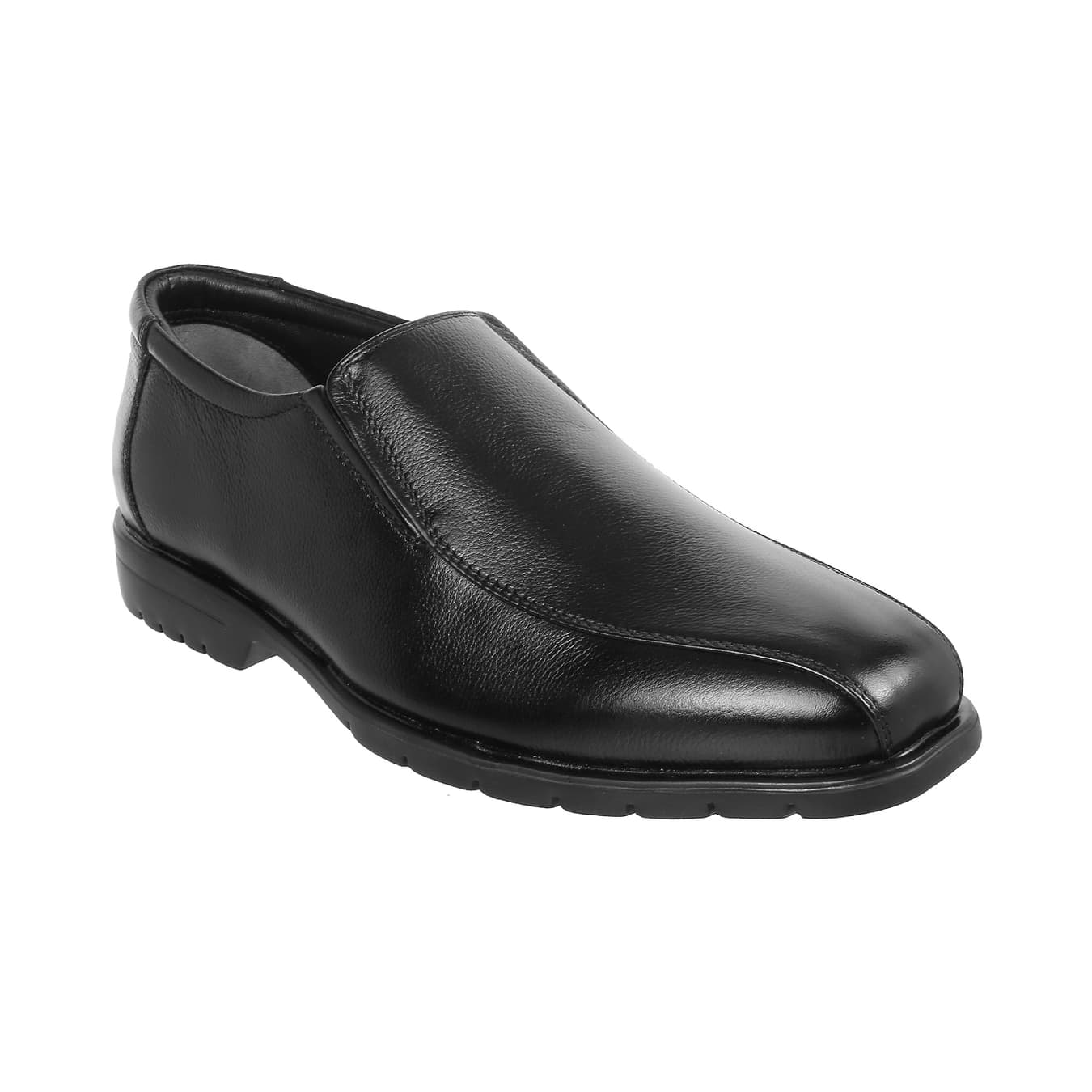 Men's Black Formal Almond Toe Leather Formal Shoes