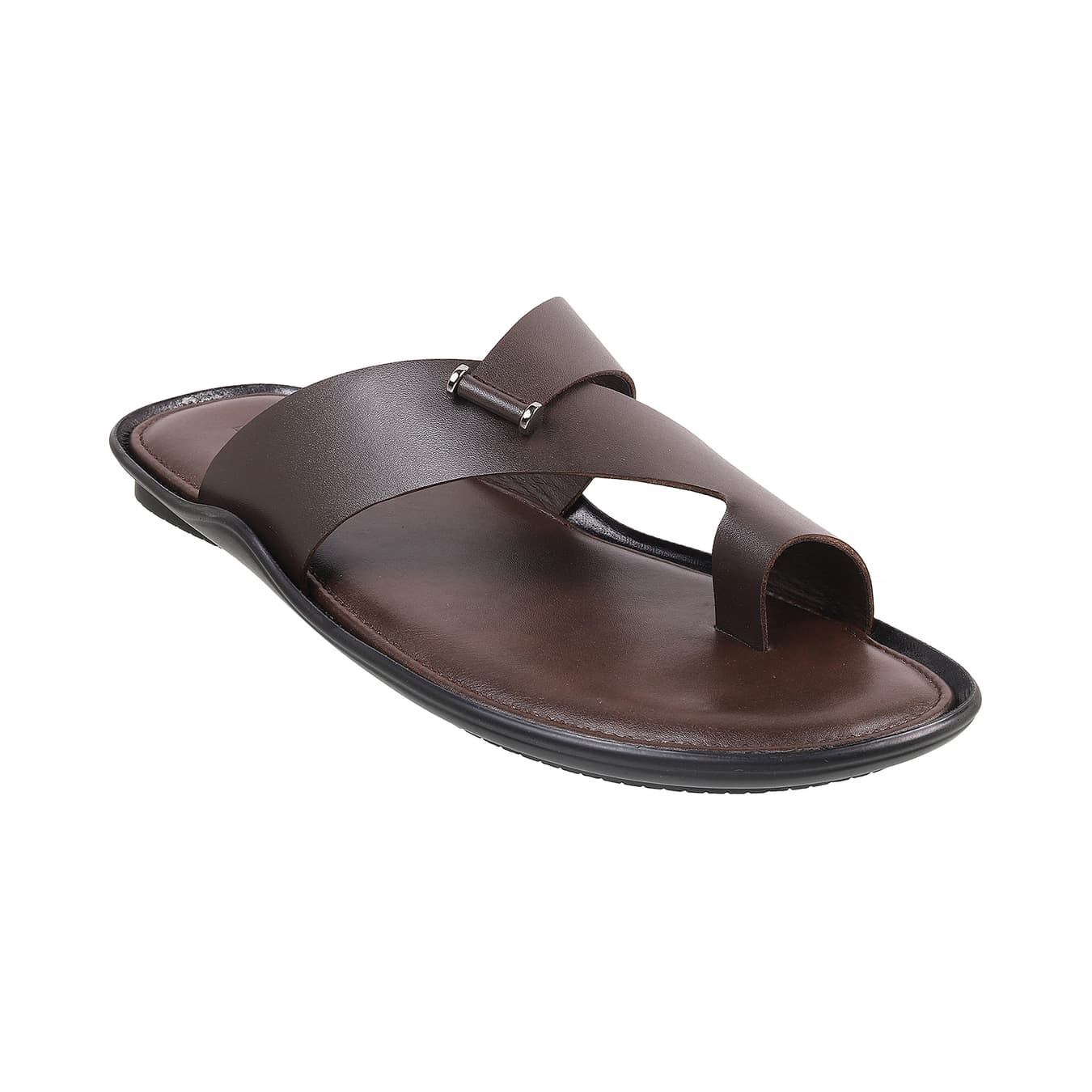 Men's Brown Casual Round Toe Leather Sandals