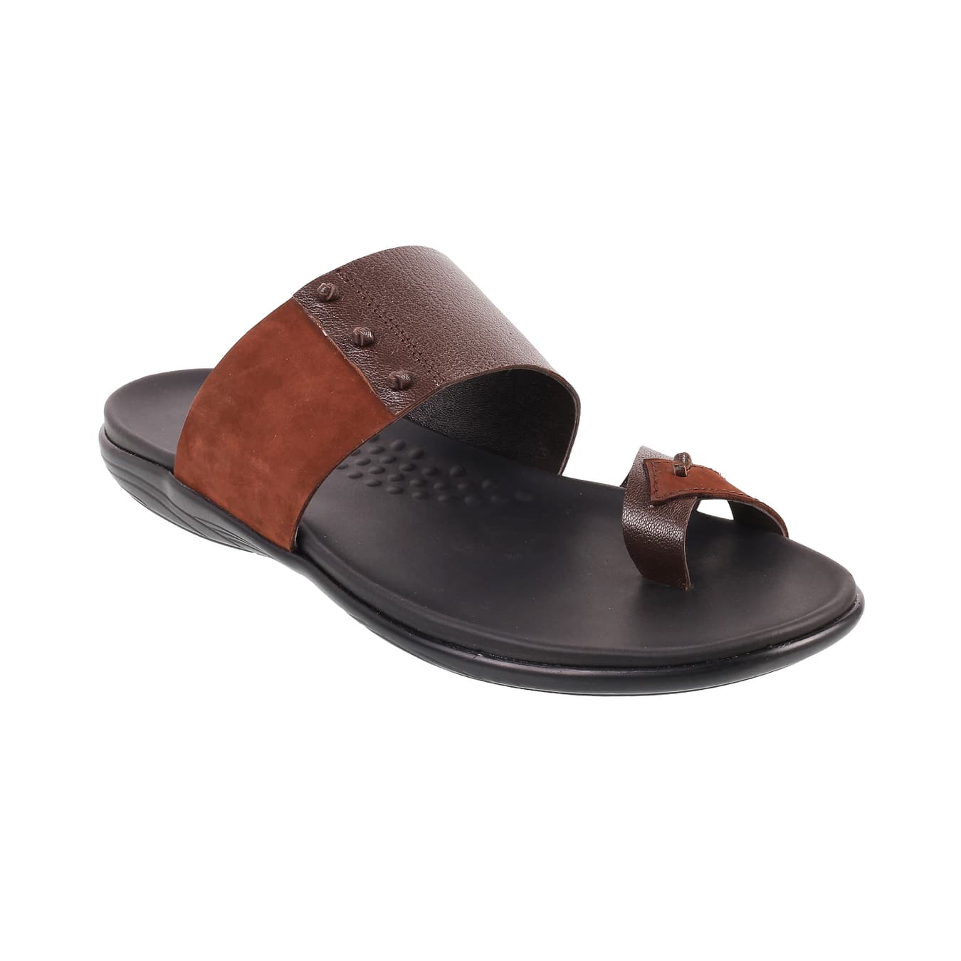 Men's Brown Casual Round Toe Leather Sandals