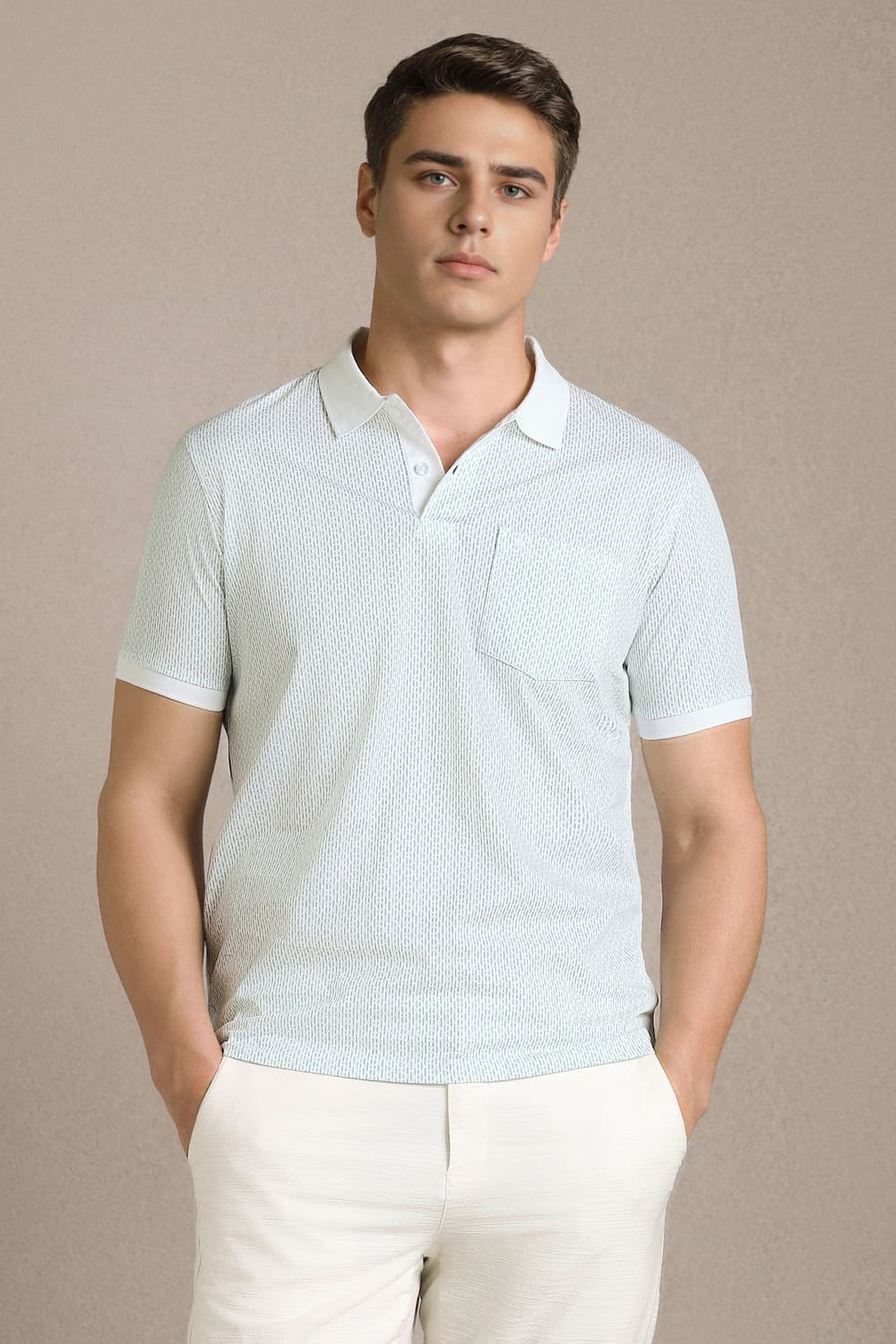 Men's Blue Casual Printed Polo Tshirt