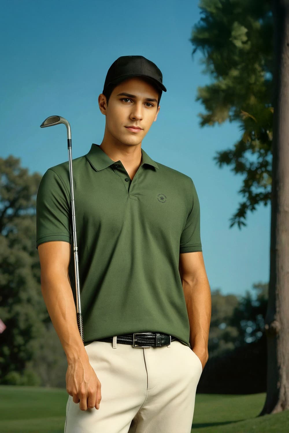 Men's Green Casual Striped Polo Tshirt