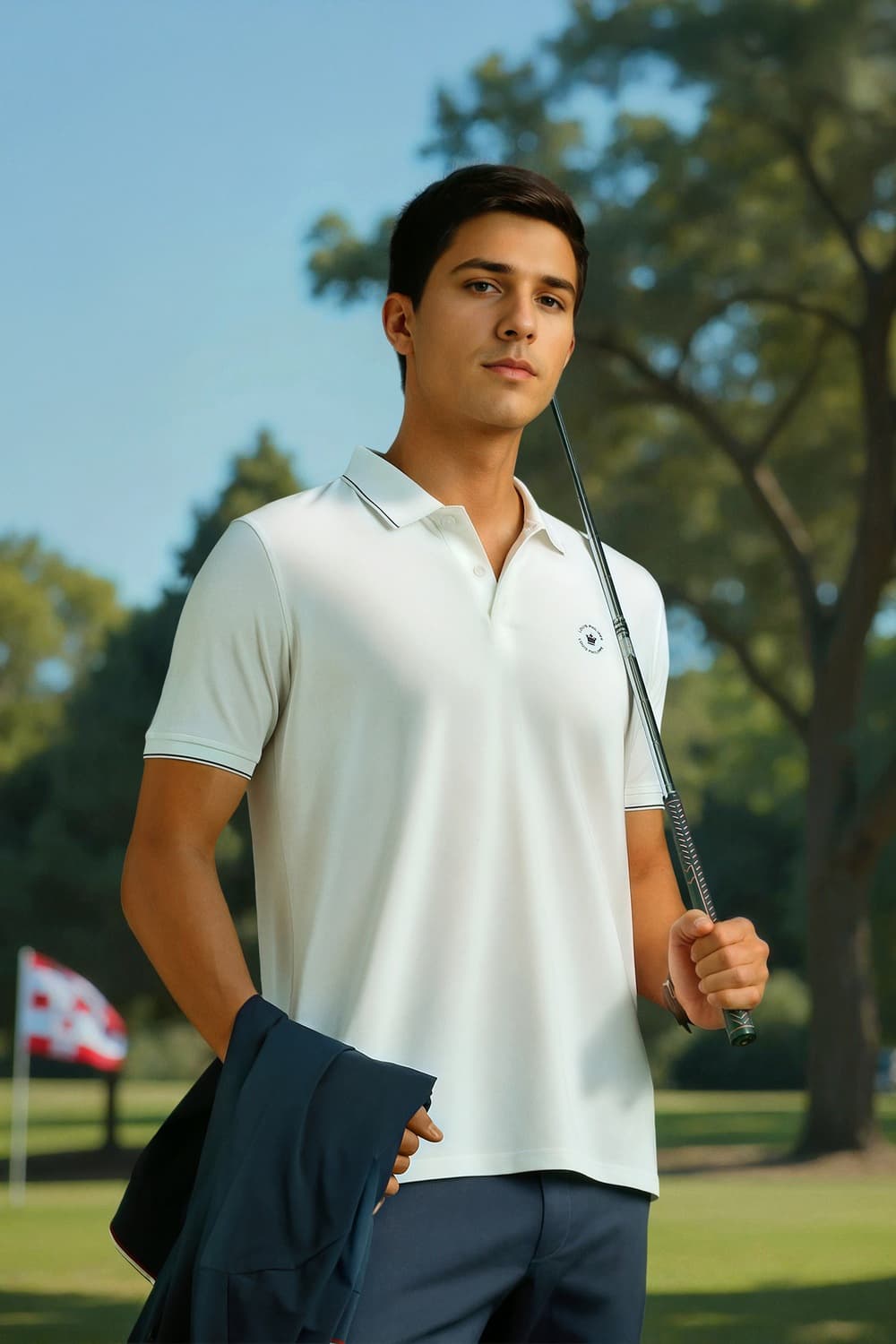 Men's White Casual Striped Polo Tshirt