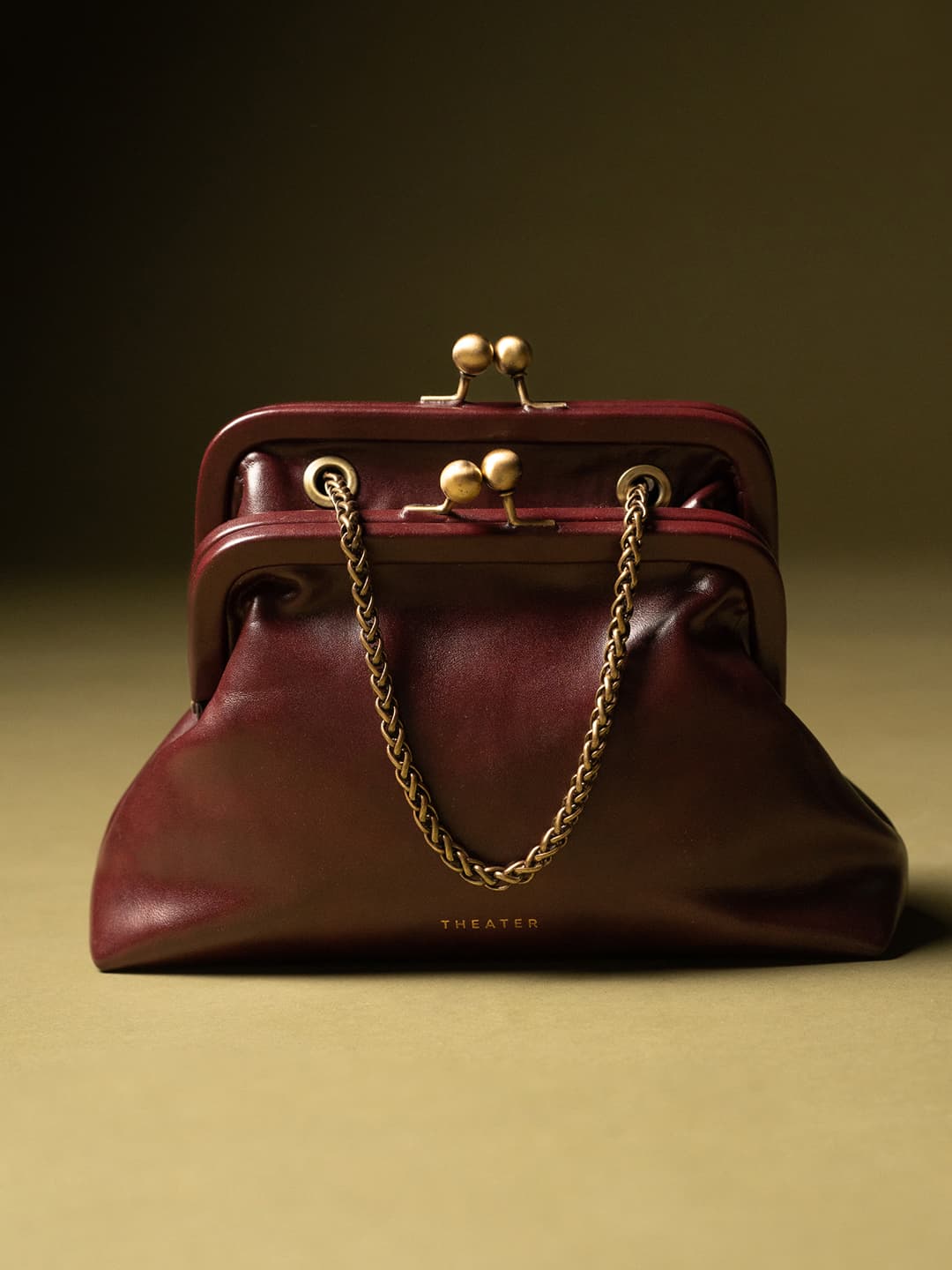 Women's Red Formal Leather Francesca Vintage Frame Handbag