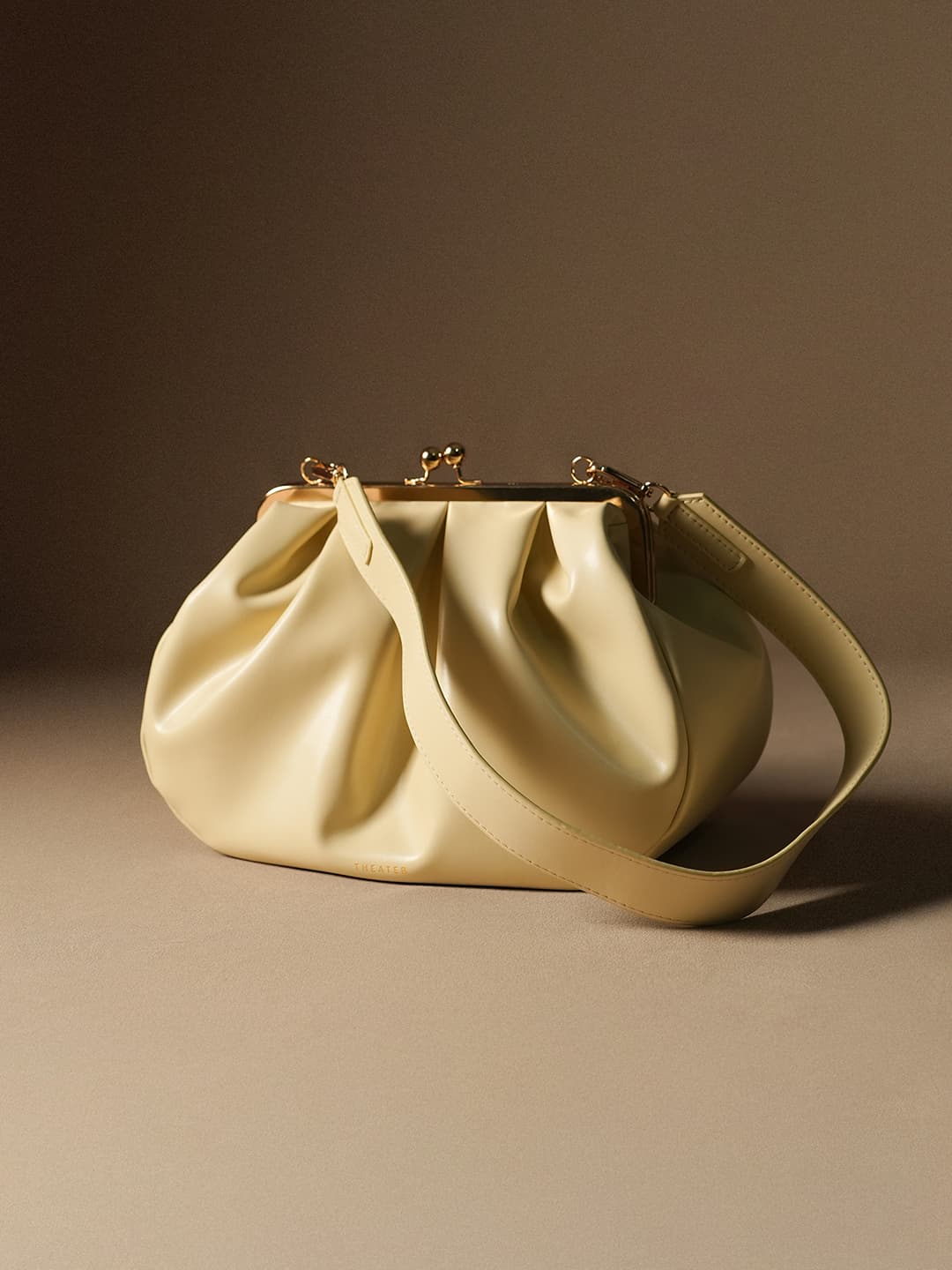 Women's Yellow Casual Solid Goldfinch Pleated Frame Clutch Bag