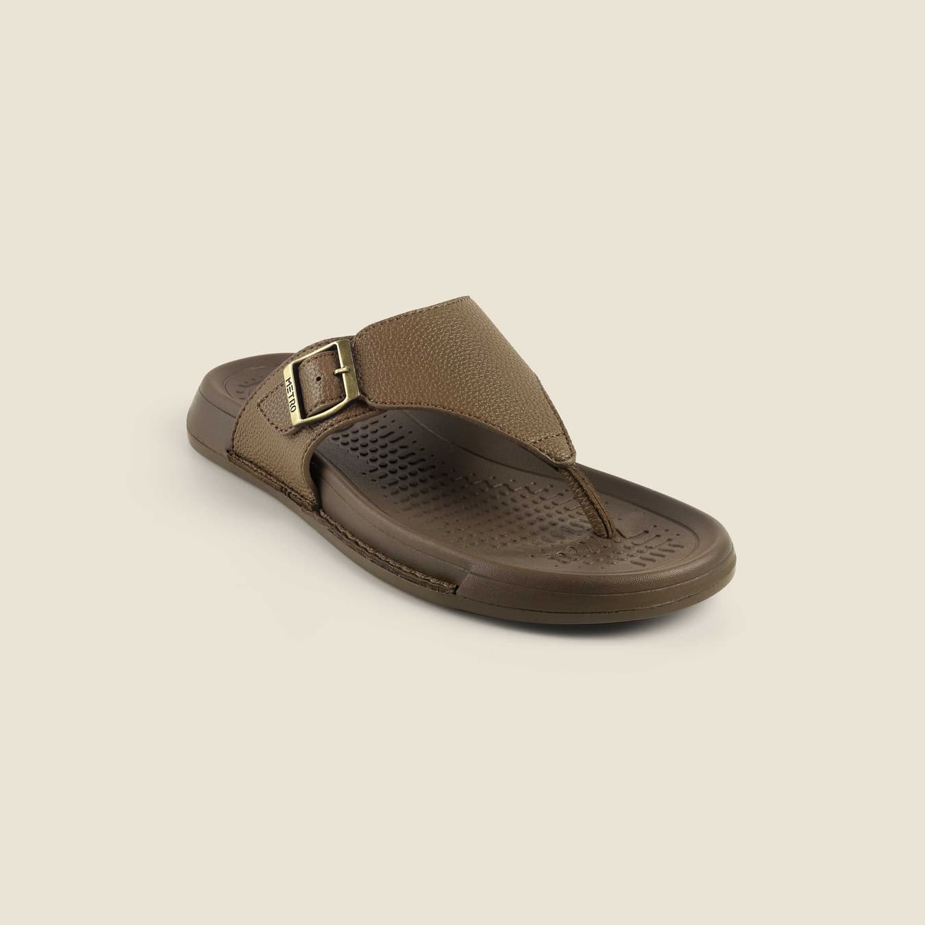 Men's Beige Casual Round Toe Synthetic Sandals