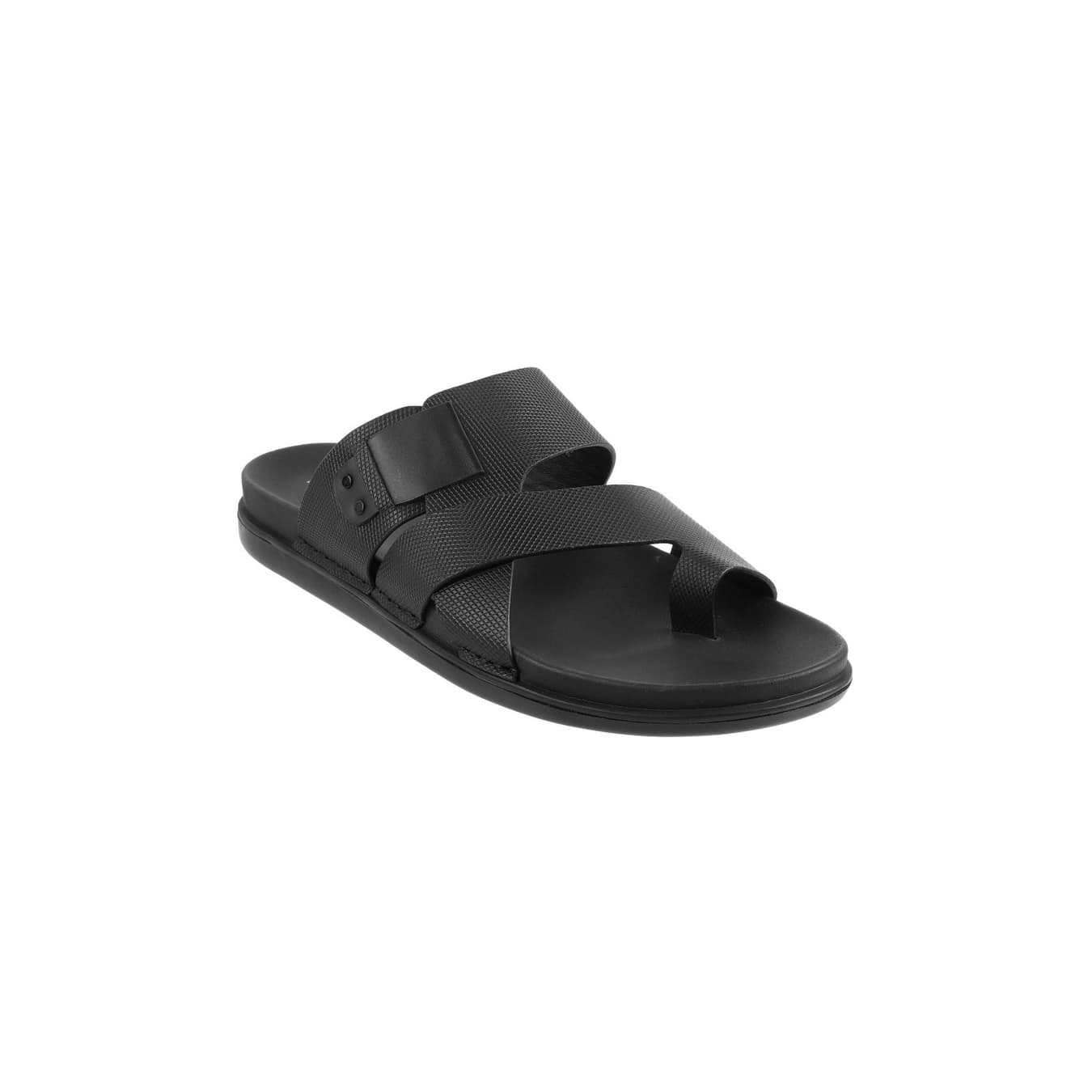 Men's Black Casual Round Toe Synthetic Sandals