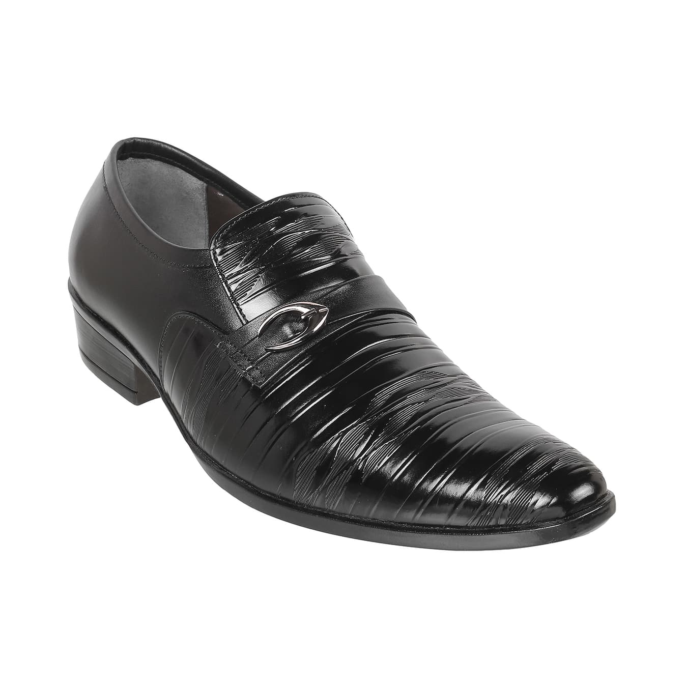 Men's Black Formal Almond Toe Leather Formal Shoes