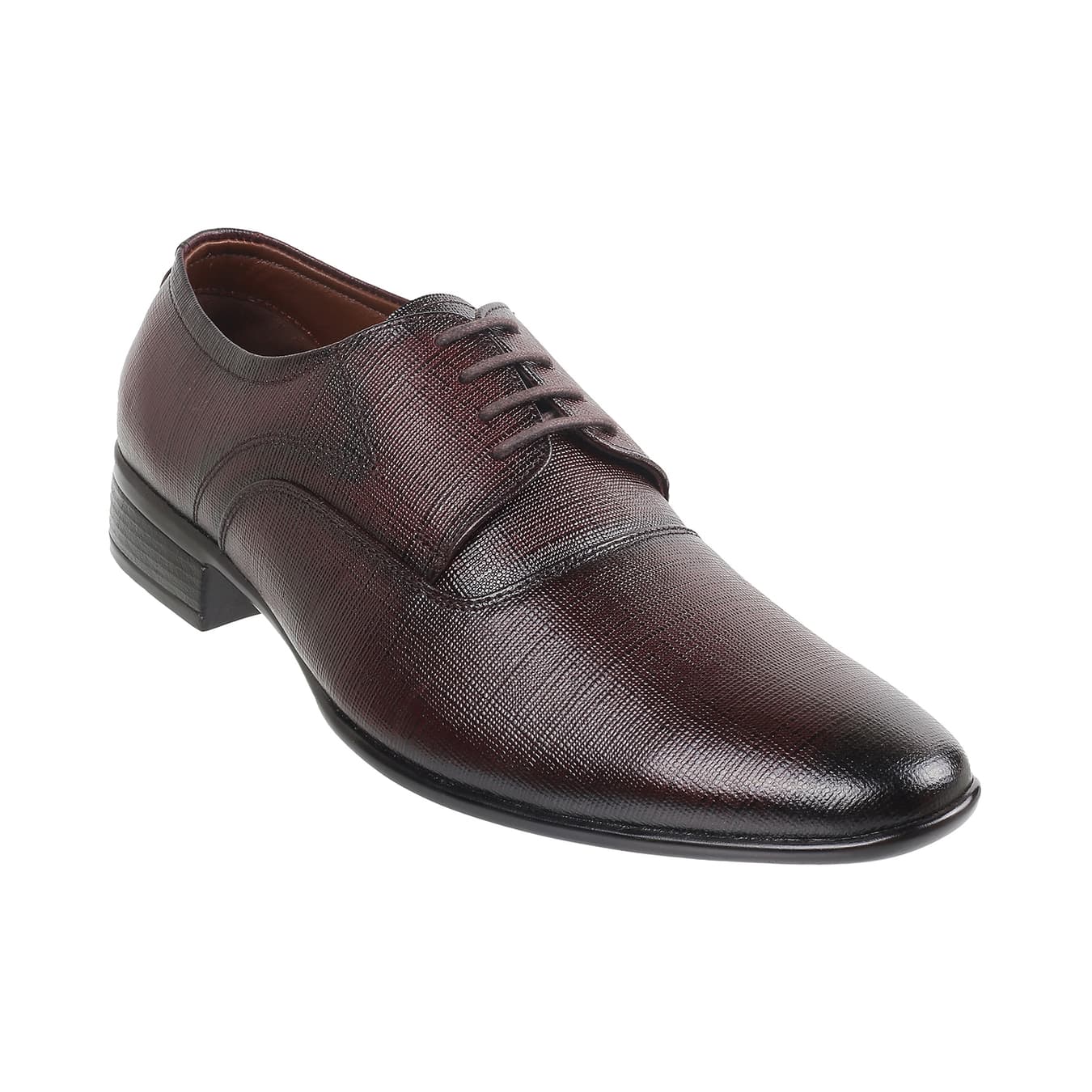 Men's Red Formal Almond Toe Leather Formal Shoes