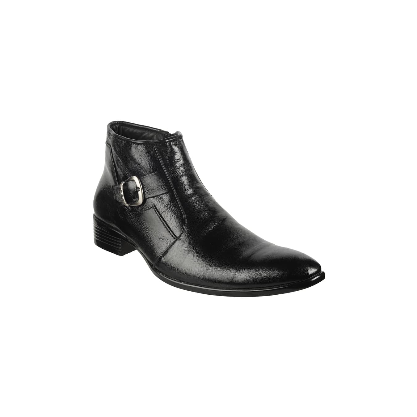 Men's Black Formal Round Toe Leather Boots