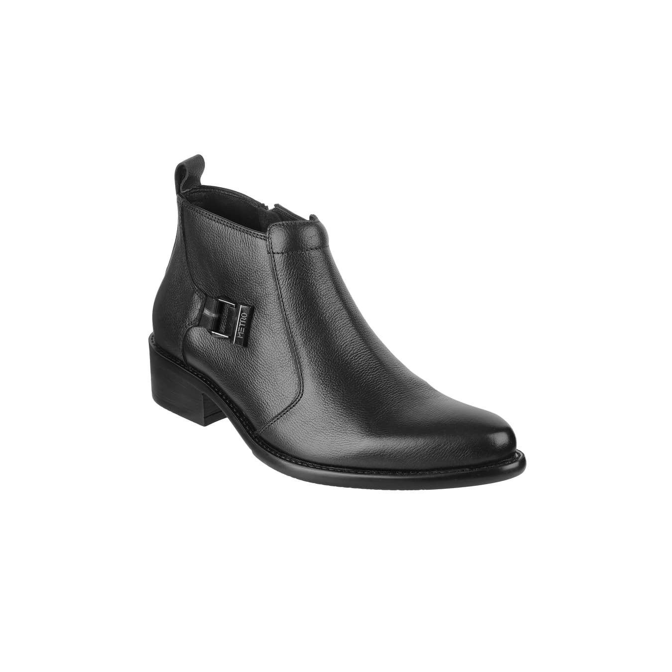 Men's Black Formal Round Toe Leather Boots