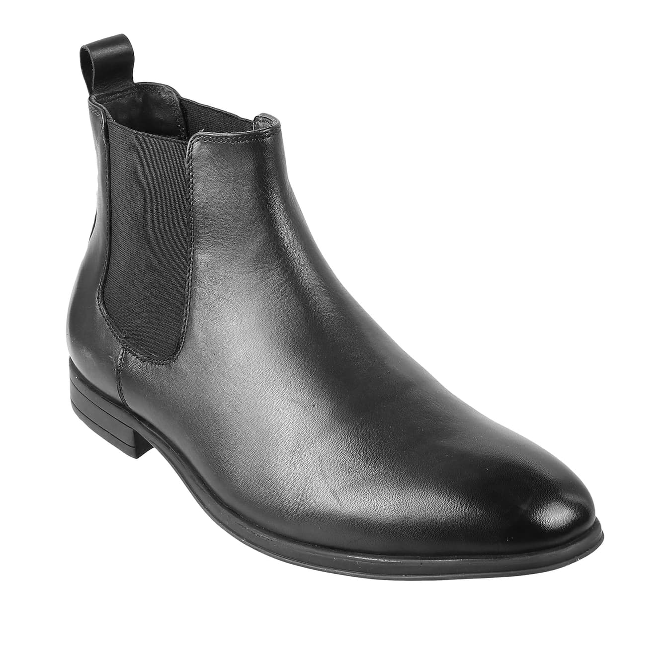 Men's Black Formal Round Toe Leather Boots