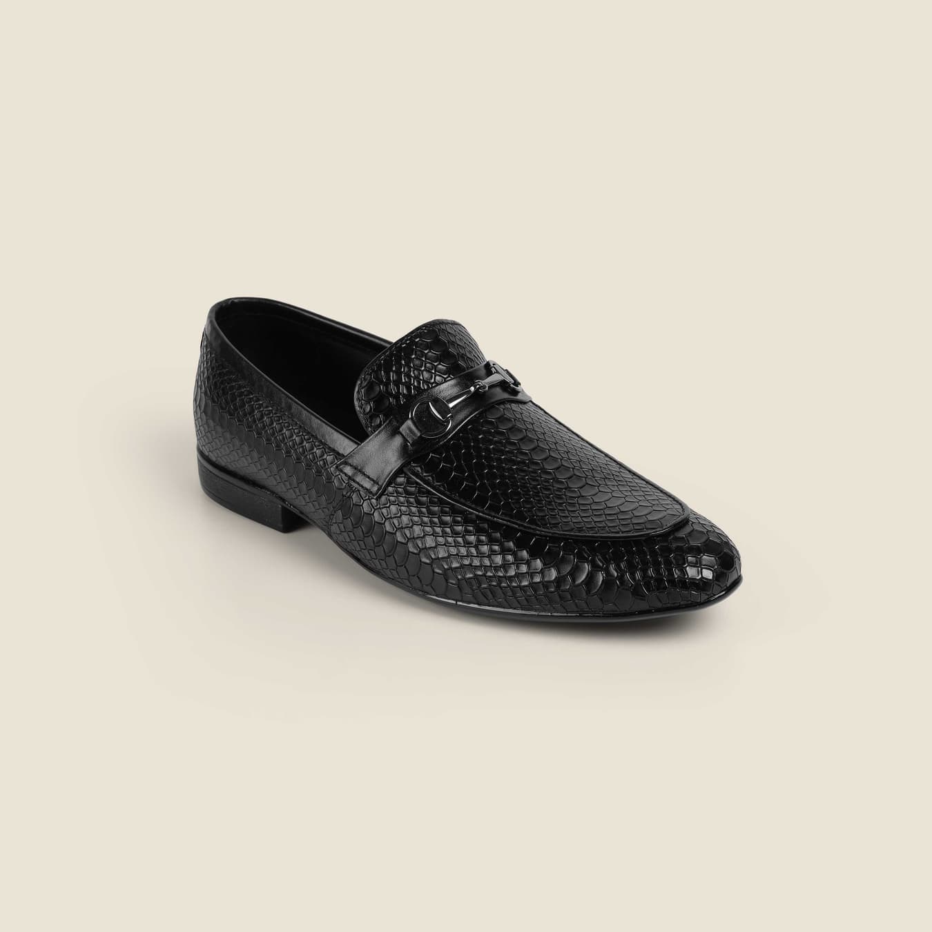Men's Black Formal Round Toe Leather Casual Shoes